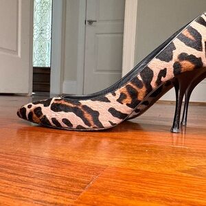 Giuseppe Zanotti Black and Tan Animal Print Heels
